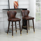 HOMCOM Set of 2 PU Leather Bar Chairs with Studded Detailing – Brown