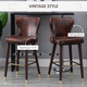 HOMCOM Set of 2 PU Leather Bar Chairs with Studded Detailing – Brown