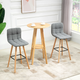 HOMCOM Set of 2 Button-Tufted Bar Stools with Wooden Frames – Grey