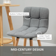 HOMCOM Set of 2 Button-Tufted Bar Stools with Wooden Frames – Grey