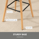 HOMCOM Set of 2 Button-Tufted Bar Stools with Wooden Frames – Grey