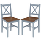 HOMCOM Set of 2 Farmhouse Dining Chairs with Pine Wood Frame and Cross Back – Grey