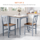 HOMCOM Set of 2 Farmhouse Dining Chairs with Pine Wood Frame and Cross Back – Grey