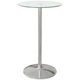 HOMCOM 60 cm Round Bar Table with Tempered Glass Top and Steel Base