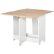 HOMCOM Drop-Leaf Dining Table with Storage Shelf – White & Oak