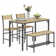 HOMCOM 4-Piece Dining Table and Chairs Set with 2 Chairs and Bench – Natural Wood Effect & White