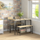 HOMCOM 4-Piece Dining Table and Chairs Set with 2 Chairs and Bench – Natural Wood Effect & White
