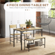 HOMCOM 4-Piece Dining Table and Chairs Set with 2 Chairs and Bench – Natural Wood Effect & White