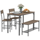 HOMCOM 4-Piece Dining Table and Chairs Set with 2 Chairs and Bench – Grey & Black