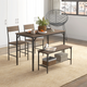 HOMCOM 4-Piece Dining Table and Chairs Set with 2 Chairs and Bench – Grey & Black