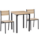 HOMCOM 3-Piece Compact Dining Table and Chairs Set with Wooden Tops and Metal Legs