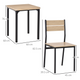 HOMCOM 3-Piece Compact Dining Table and Chairs Set with Wooden Tops and Metal Legs