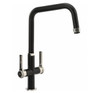 Abode, AT2092, Hex Dual Lever Kitchen Tap in Black & Brushed Nickel