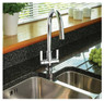 Abode Modern Pico Monobloc Kitchen Tap over 1.5 bowl sink against granite countertop and blinds