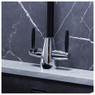 iivela IVBK935 Dual Lever Kitchen Tap with Black swan neck spout and handles Lifestyle Image 4