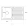 Caple, DOVE 100, Stainless Steel Sink Technical Drawing