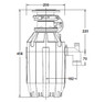 Franke, TURBO Elite TE-125B, Waste Disposal Unit dimension drawing