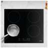 Caple C841i 60cm 4 Zone Induction Hob aerial shot featuring pan on bottom left zone