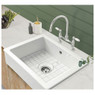 Caple CINB600 60cm ceramic kitchen sink with chrome tap stainless steel drain and protective grid in