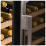 Caple HANDLE8 Wine Cabinet Handle on a wine cooler with wooden shelves full of wine bottles