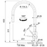 Franke, EOS NEO, Pull-Down Spray Kitchen Tap Technical Drawing