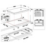 Whirlpool GOWL958/NB 86cm 5 Burner Gas On Glass Hob Technical Drawing