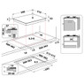 Whirlpool GOWL628/NB 59cm 4 Burner Gas On Glass Hob Technical Drawing