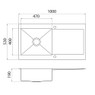 iivela PATRIA100 1.0 Bowl Stainless Steel Sink and Waste Technical Drawing