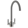 iivela AGNEL/BS-GR Dual Lever Swan Neck Kitchen Tap - Grey & Brushed Steel 7055 Main Image