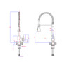 iivela CASOLI Single Lever Pull Out Spray Kitchen Tap - Technical Drawing