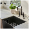 Caple CPBS5 Ceramic Belfast Kitchen Sink with matte black tap in a modern kitchen setup.