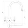 Abode Orcus 3 Lever Filter Kitchen tap dimensions