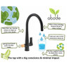 Abode Naturale Filter Kitchen Tap graphic shwoing water saving technology and environmental benefits