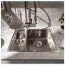 Abode Modern Matrix 1.5 Bowl Stainless Steel Sink with tap installed into a grey worktop