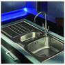 Modern Abode Mikro 1.5 Bowl Kitchen Sink with tall tap and integrated drainer on countertop