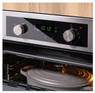 Caple C2234 Electric Single Oven displaying 10:10 with a grey casserole dish inside