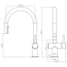 iivela AVERNUS Single Lever Flexi Pull Out Kitchen Tap Technical Drawing