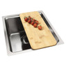 Abode System Sync Prep Board with tomatoes, laid over stainless steel kitchen sink
