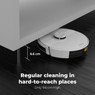 Aeno RC2S robot vacuum showcasing its ability to clean hard to reach places due to its low 9.6cm hei