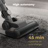 Aeno SC1 cordless vacuum, cleaning a carpet demonstrating its 45-minute run time