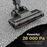 Aeno SC3 cordless vacuum demonstrating its 28,000 pa suction on a carpet.