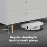 Aeno RC4S Robot Vacuum adeptly cleaning under furniture, showcasing its slim 9.6cm profile.