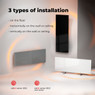 Aeno Premium 700W smart heaters with LED display showing installation vertically or horizontally