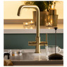 Abode Pronteau Prothia 3 in 1 Monobloc Quad Kitchen Tap over sink with glass pot