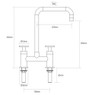Caple Black Ember Bridge Kitchen Tap with Customisable Handles - Technical Drawing