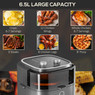 Homcom 6.5L Airfryer Air Fryer Oven with Recipes  60-Minute Timer Adjustable Temp 1350W