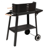Charcoal BBQ Grill with Wheels Black Steel