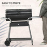 Outsunny Charcoal BBQ Grill with Double Grill, Table, Storage Shelf and Wheels