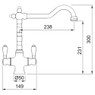 Franke, COTSWOLD, Dual Lever Monobloc Kitchen Tap Technical Drawing