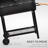 Outsunny Steel 2-Grill Charcoal BBQ with Wheels in Black